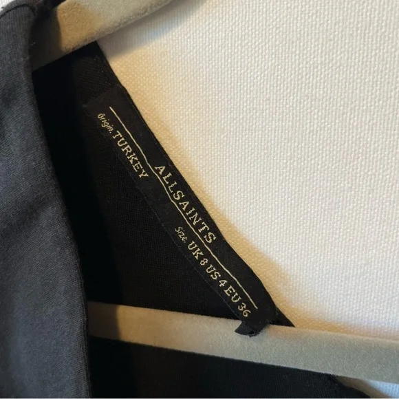 All Saints Mini sleeveless dress US 4 Black Leather Lace V-neck Full zip back - Picture 3 of 9